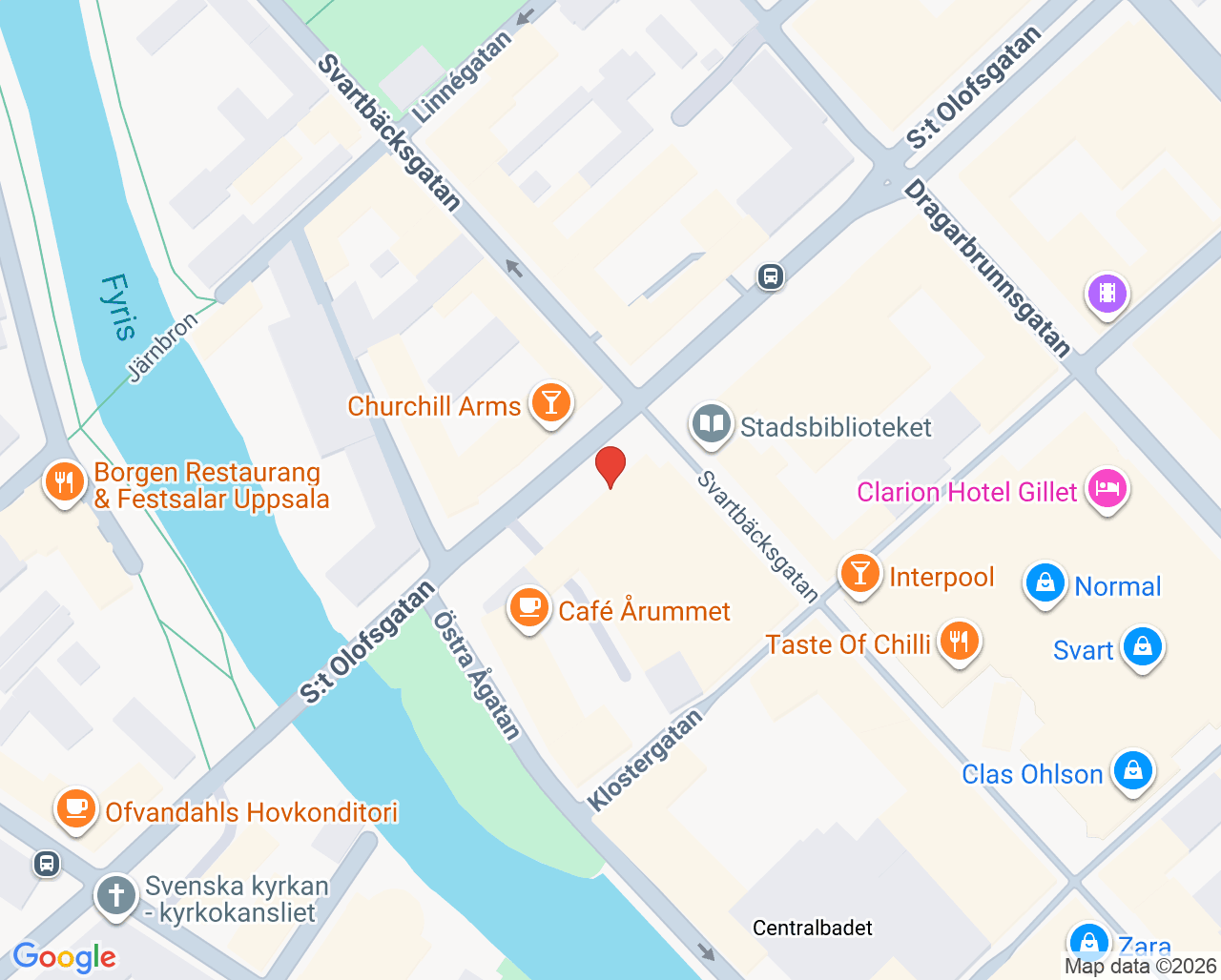 Karta till Svea KBT Uppsala Torg