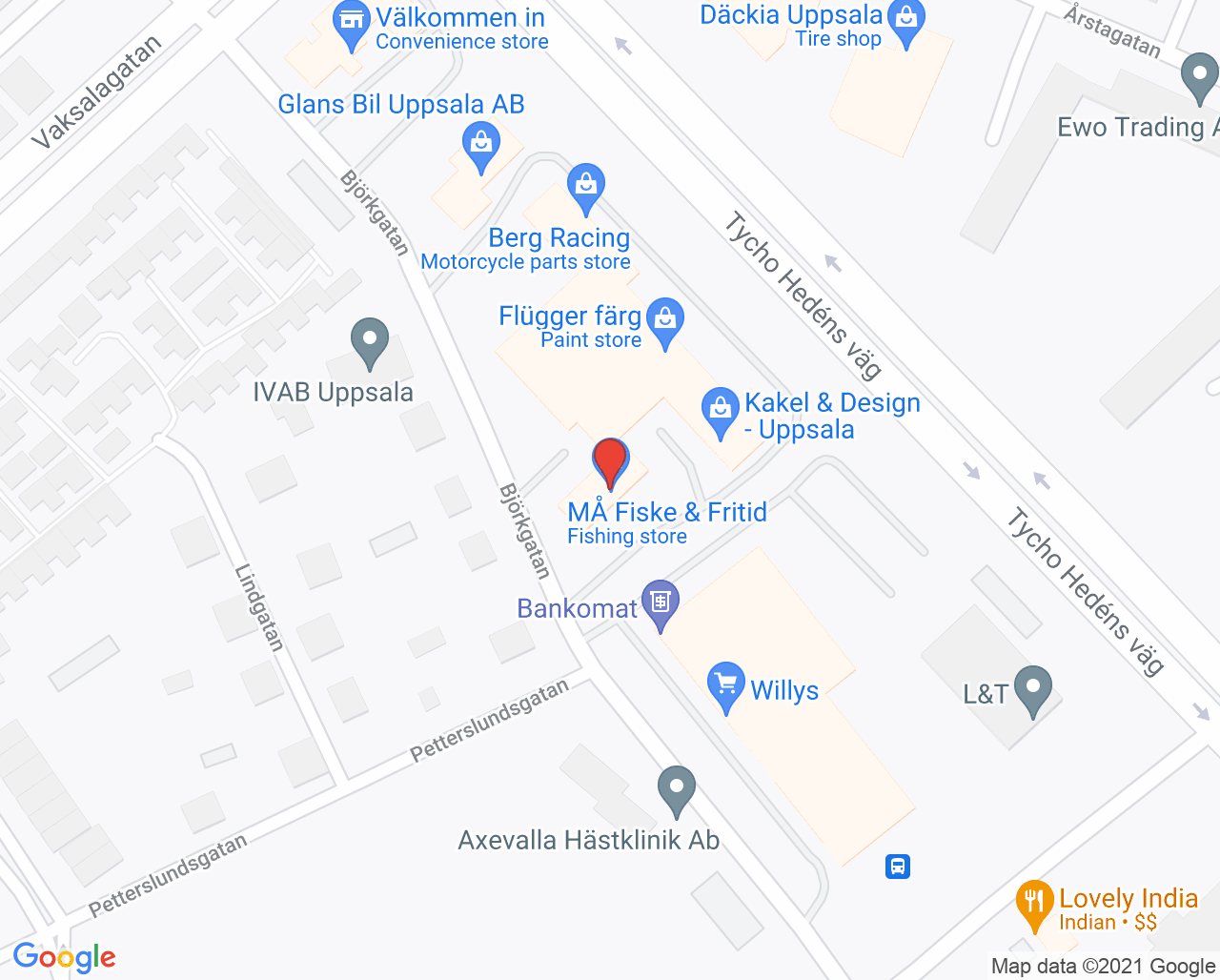 Karta till Limbra Uppsala Björkgatan