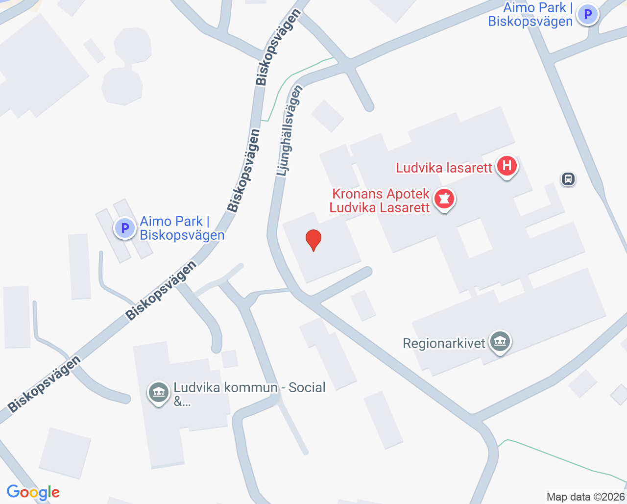 Karta till Samtalsmottagning barn och unga Ludvika, Ludvika lasarett
