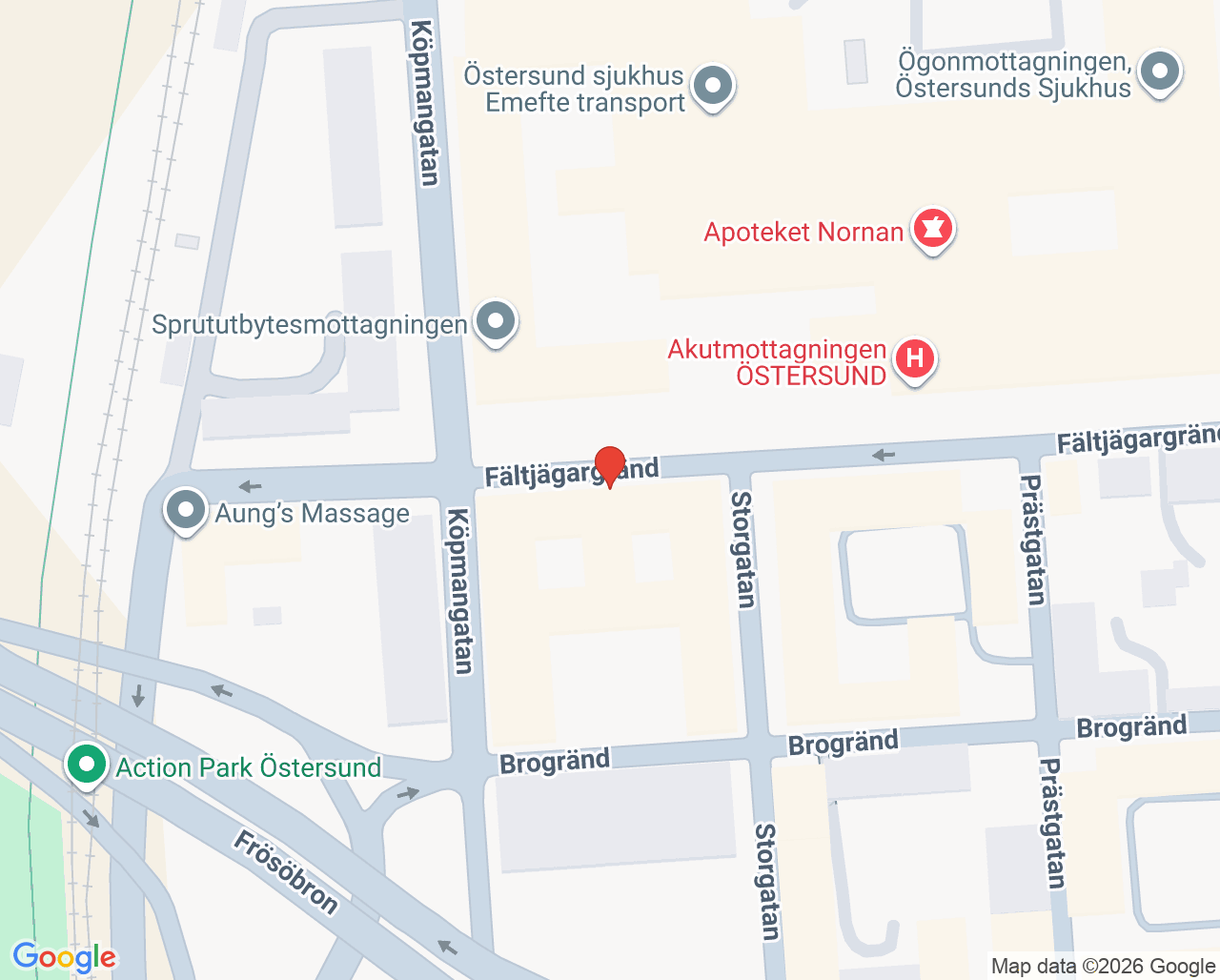 Karta till Neuropsykiatriska mottagningen, Östersund