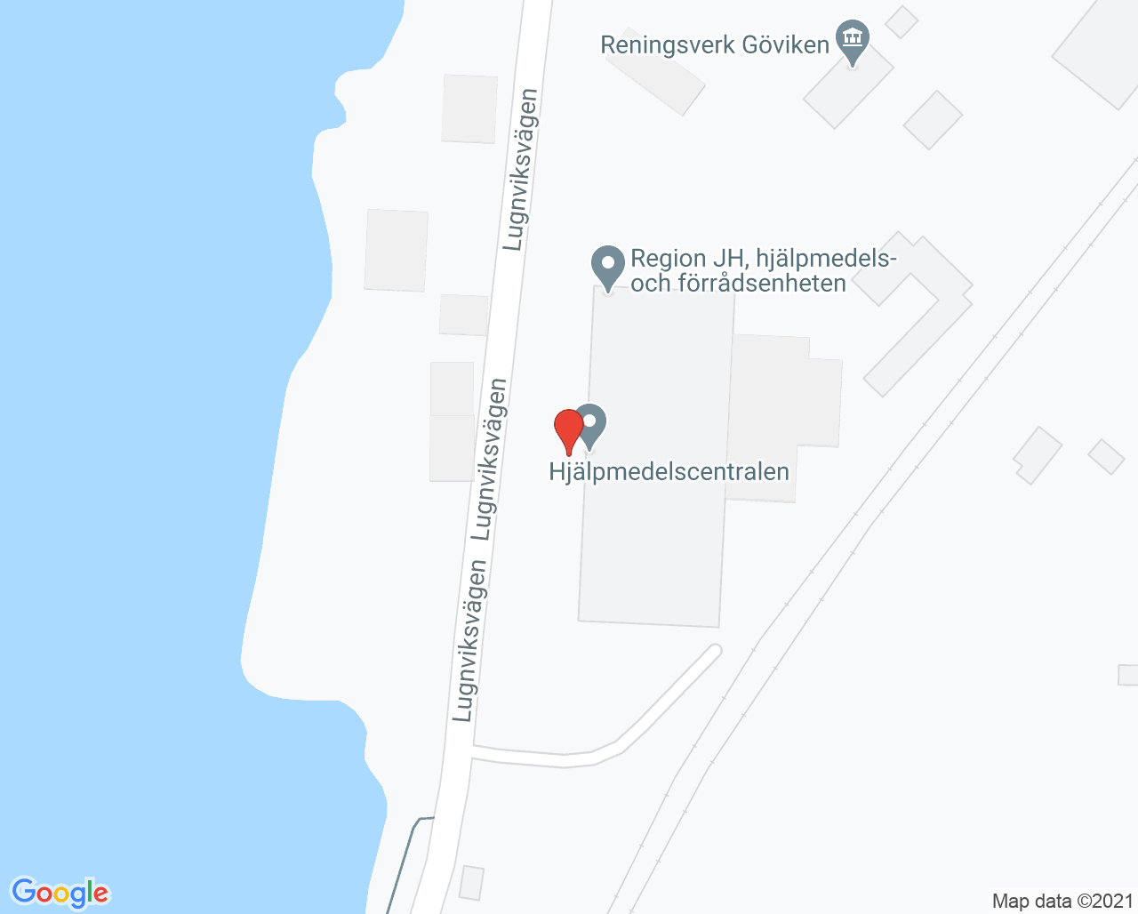 Karta till Hjälpmedels- och förrådsenheten, Östersund