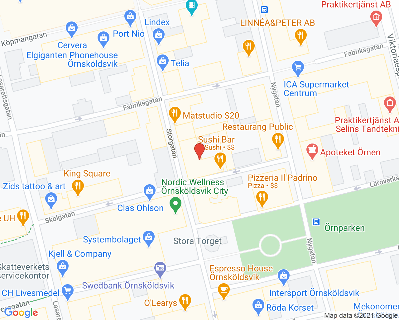 Karta till Synsam Örnsköldsvik