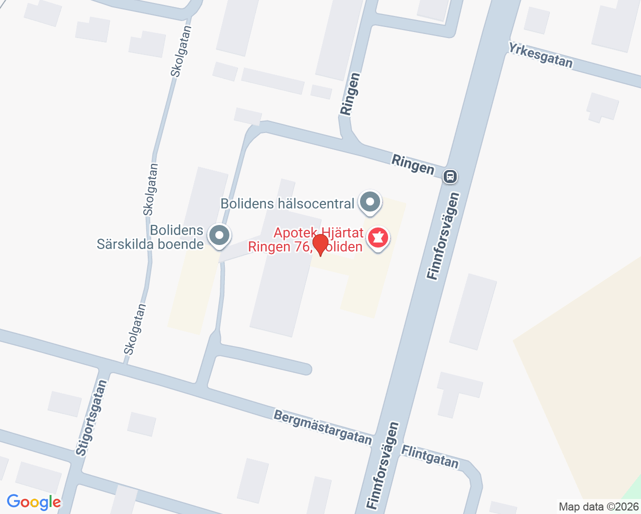 Karta till Folktandvården Boliden