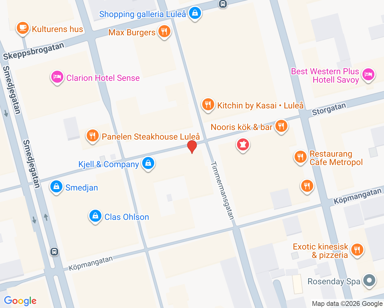 Karta till Narva Åderbråckscenter, Luleå