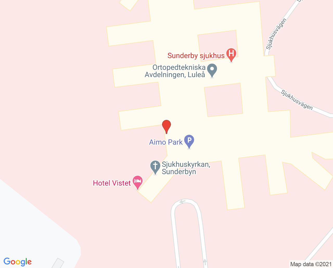Karta till Logopedimottagningen Sunderby sjukhus