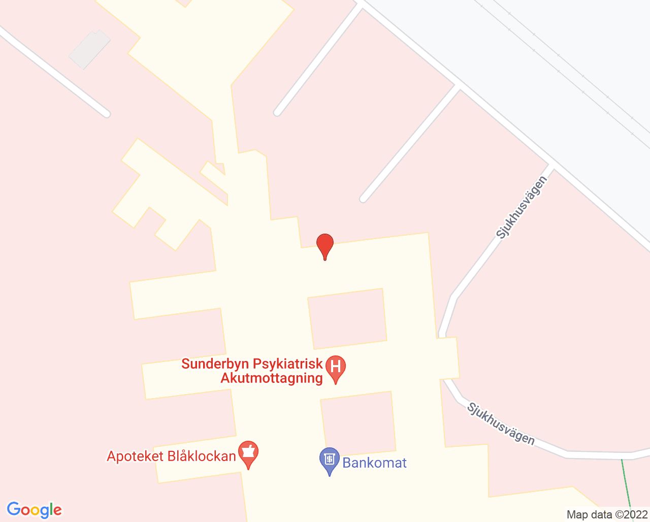 Karta till Arbetsterapiverksamheten Sunderby sjukhus, Södra Sunderby Luleå.