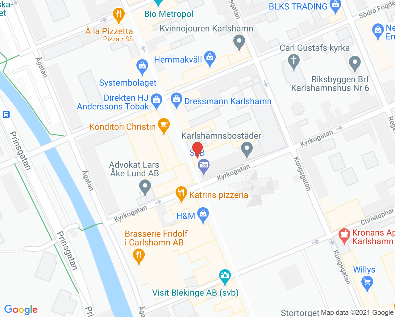 Karta till Synsam Karlshamn