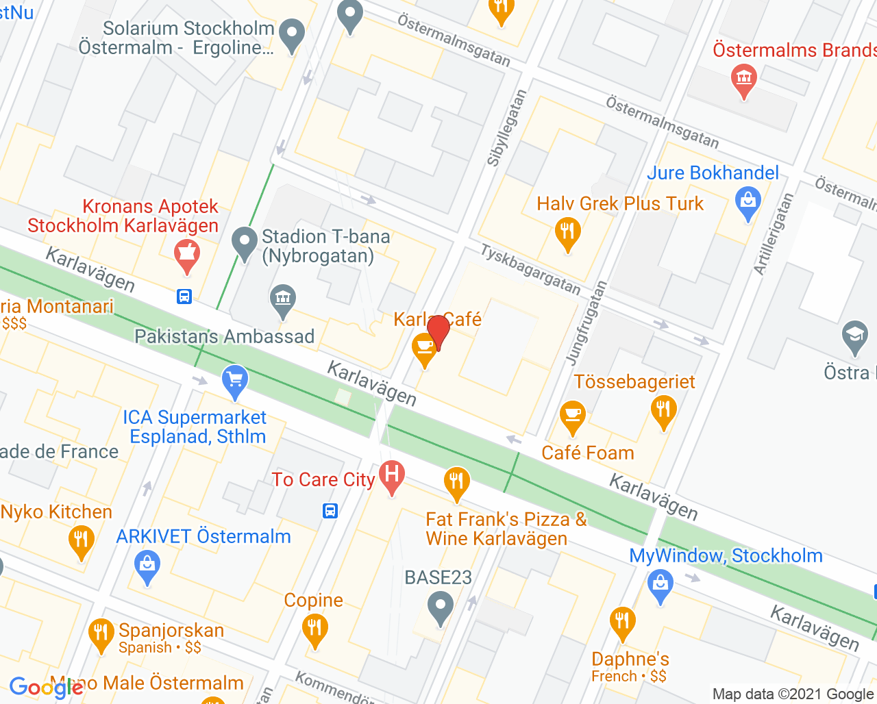 Karta till Audika Östermalm