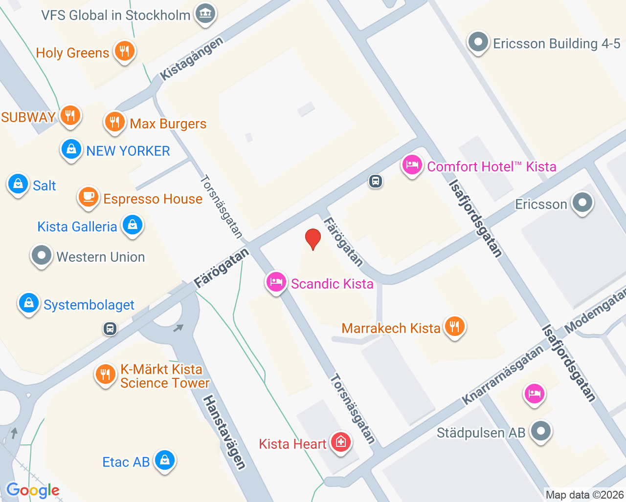 Karta till Capio Vårdcentral Kista
