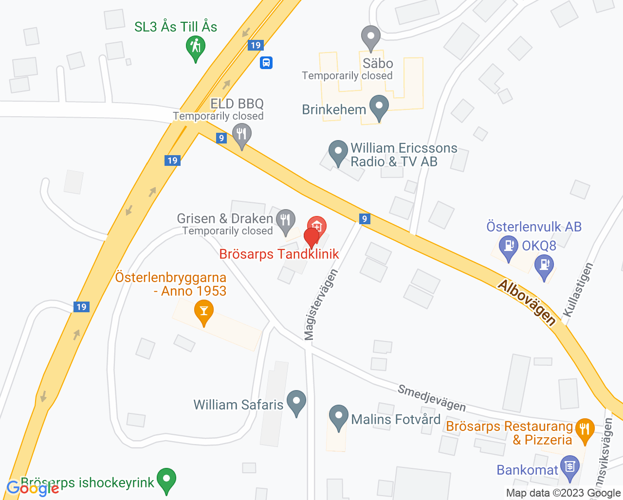 Karta till Brösarps Tandklinik, Brösarp