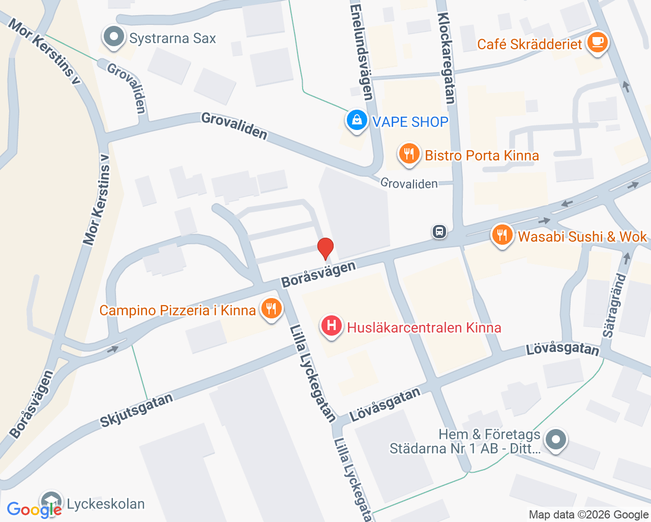 Karta till Folktandvården Kinna, Kinna