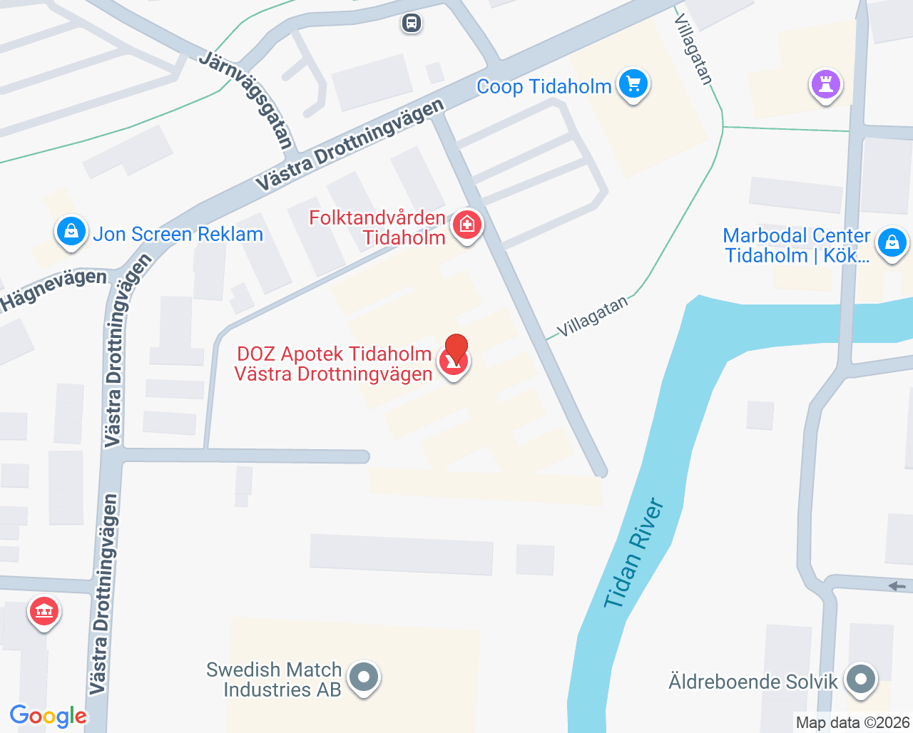 Karta till Närhälsan Tidaholm vårdcentral, Tidaholm