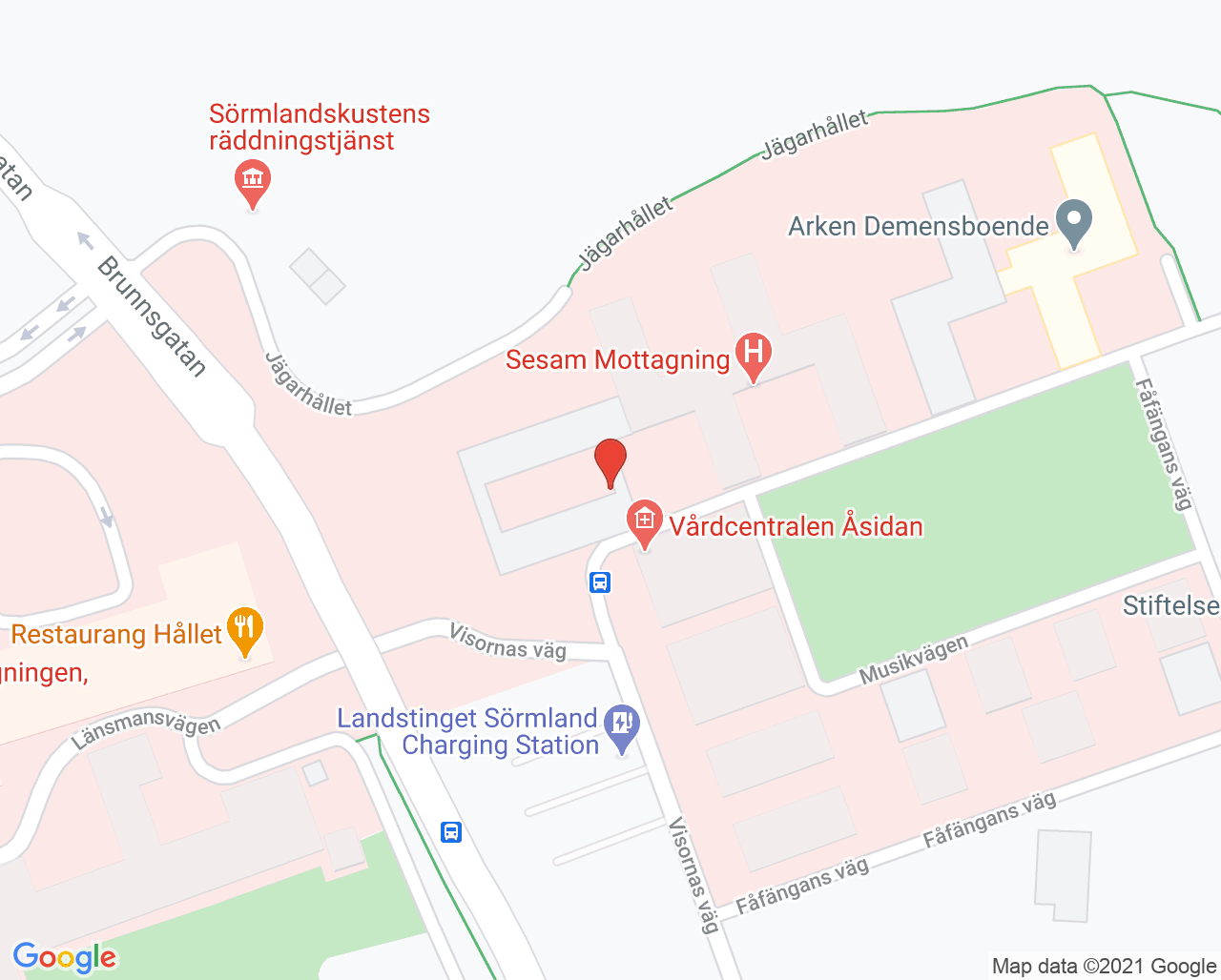 Karta till Psykosmottagningen Nyköpings lasarett, Nyköping