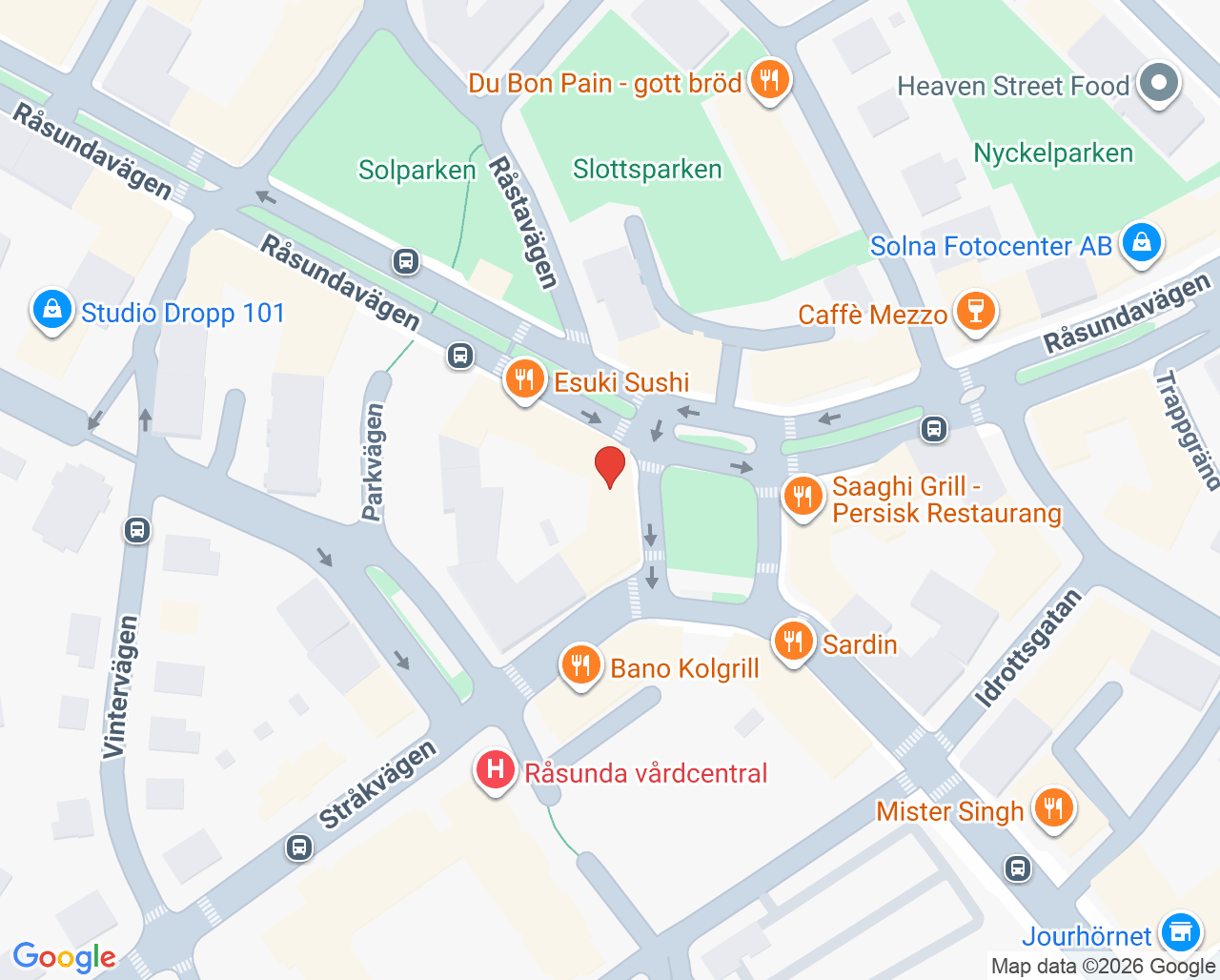 Karta till Artos Dental, Solna