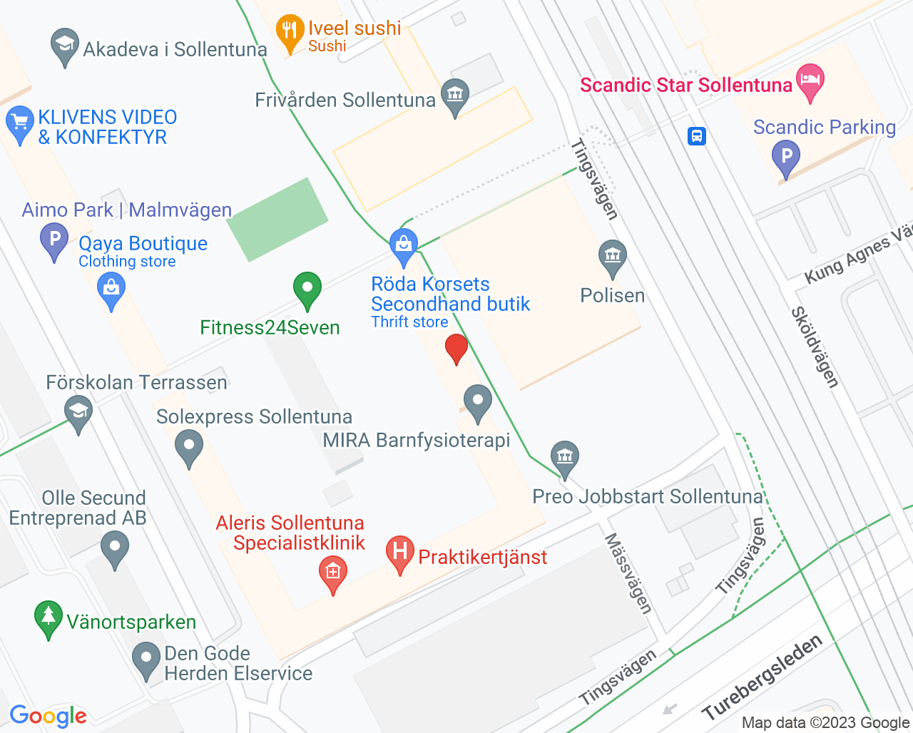 Karta till Mira Barnfysioterapi - Learn to move Specialiserad fysioterapi, Sollentuna