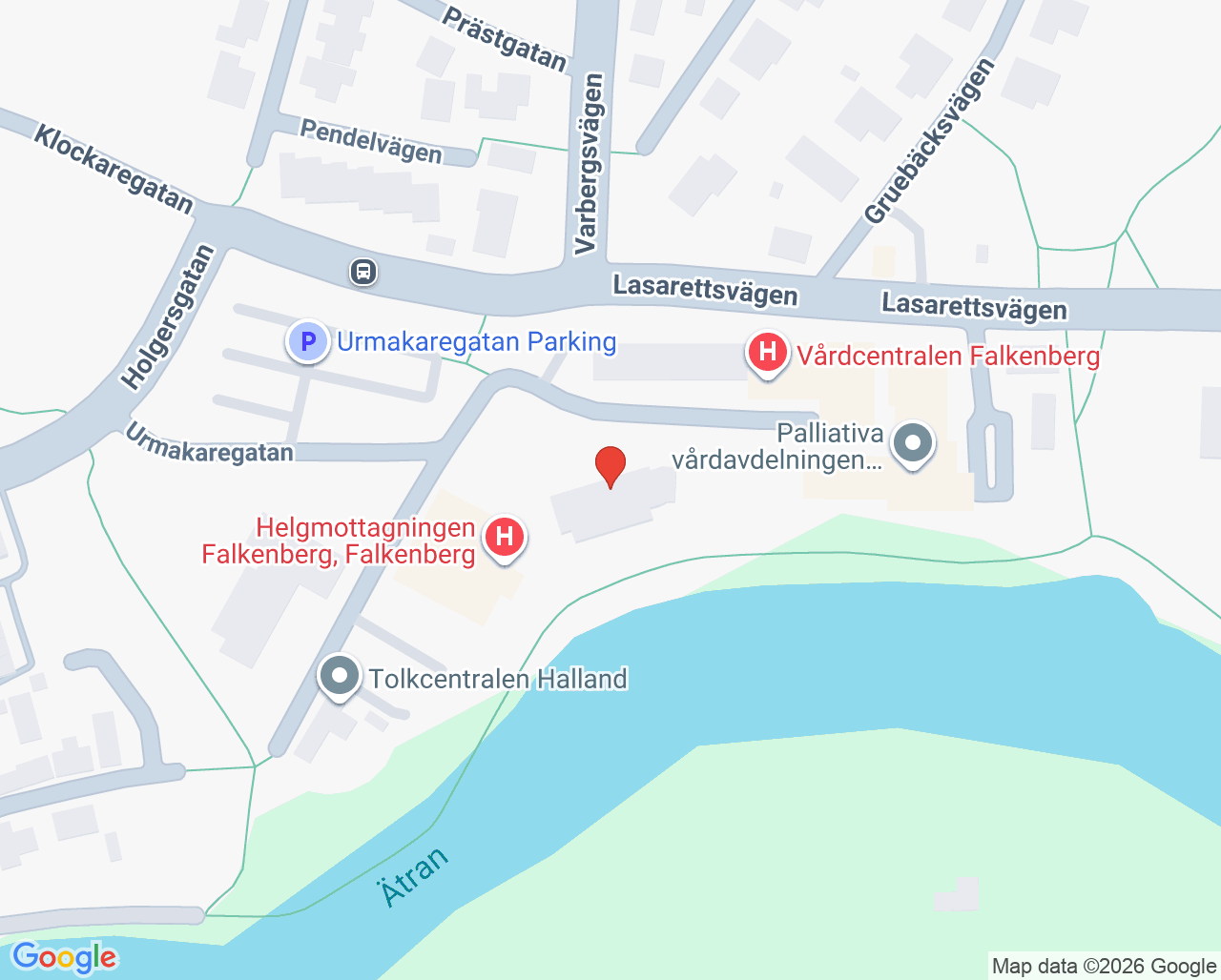 Karta till Kuratorsmottagningen Slöinge, Falkenberg