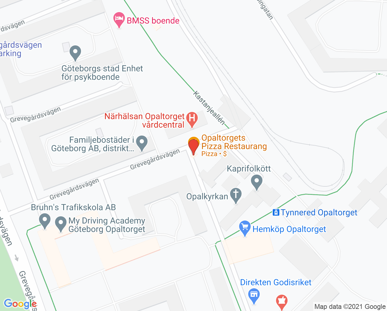 Karta till Närhälsan Opaltorget barnavårdscentral, Västra Frölunda