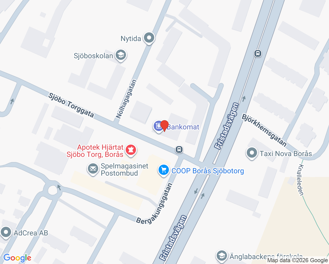 Karta till Närhälsan Sjöbo barnavårdscentral, Borås