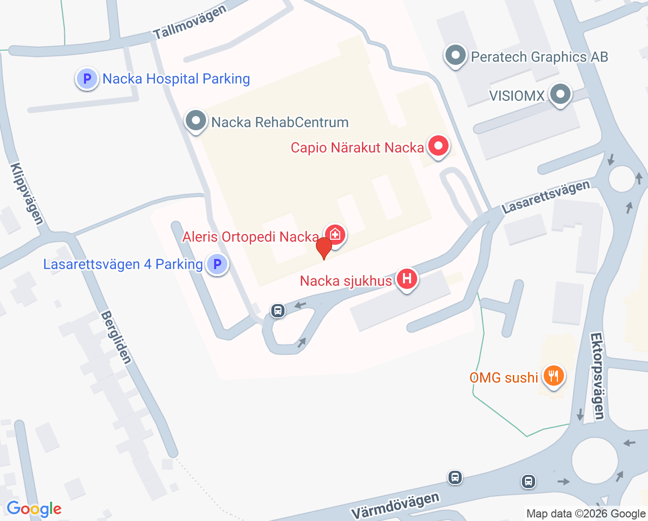 Karta till Meliva GYN Nacka, Nacka