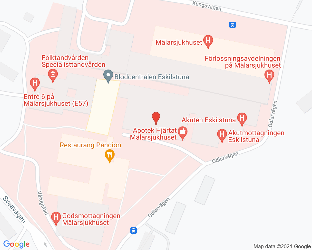 Karta till Intensivvårdsavdelningen Mälarsjukhuset, Eskilstuna
