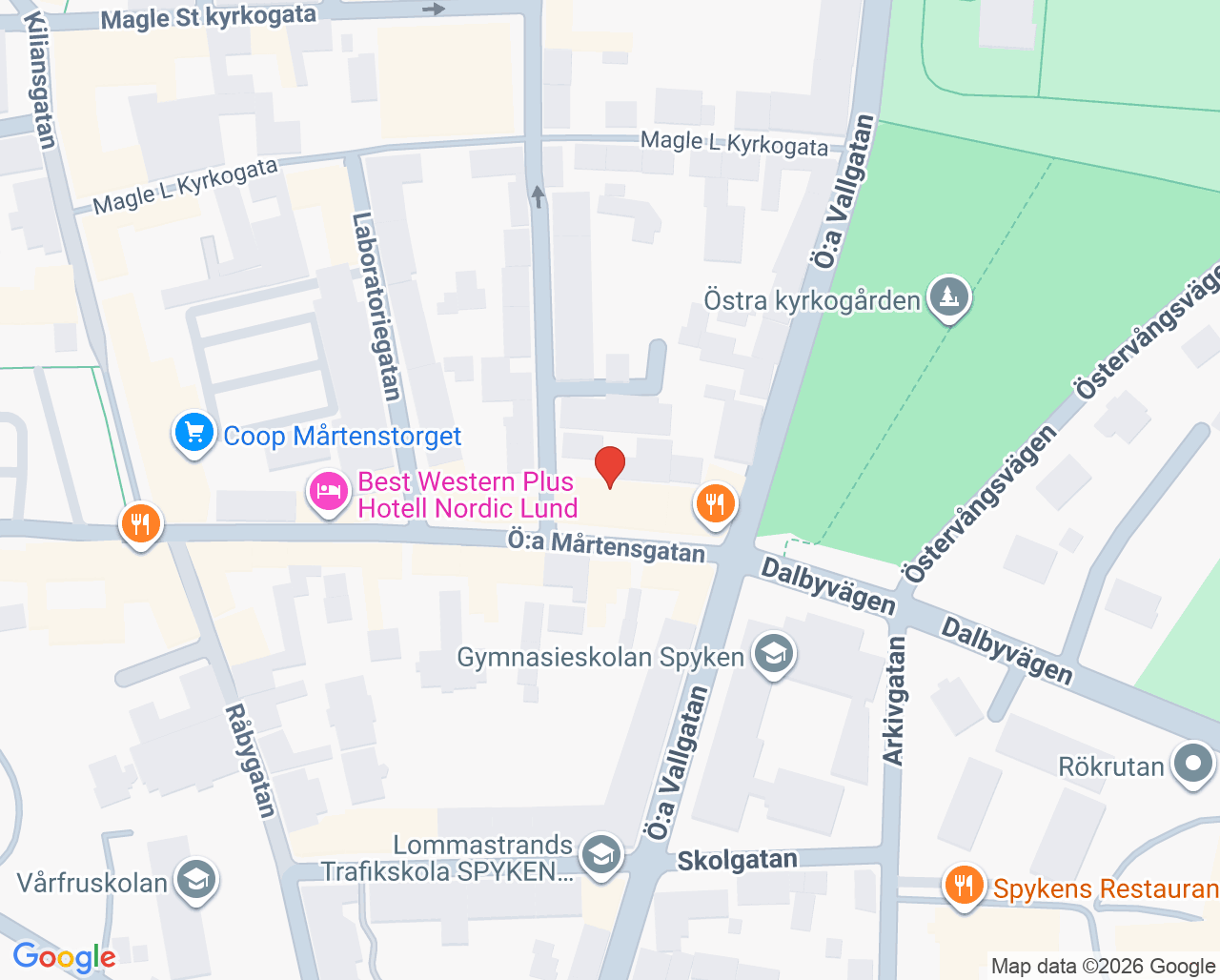 Karta till Psykoterapimottagning Ingrid Ranebo Lund, Lund