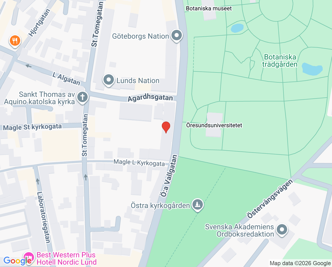 Karta till Botans Terapimottagning, Lund