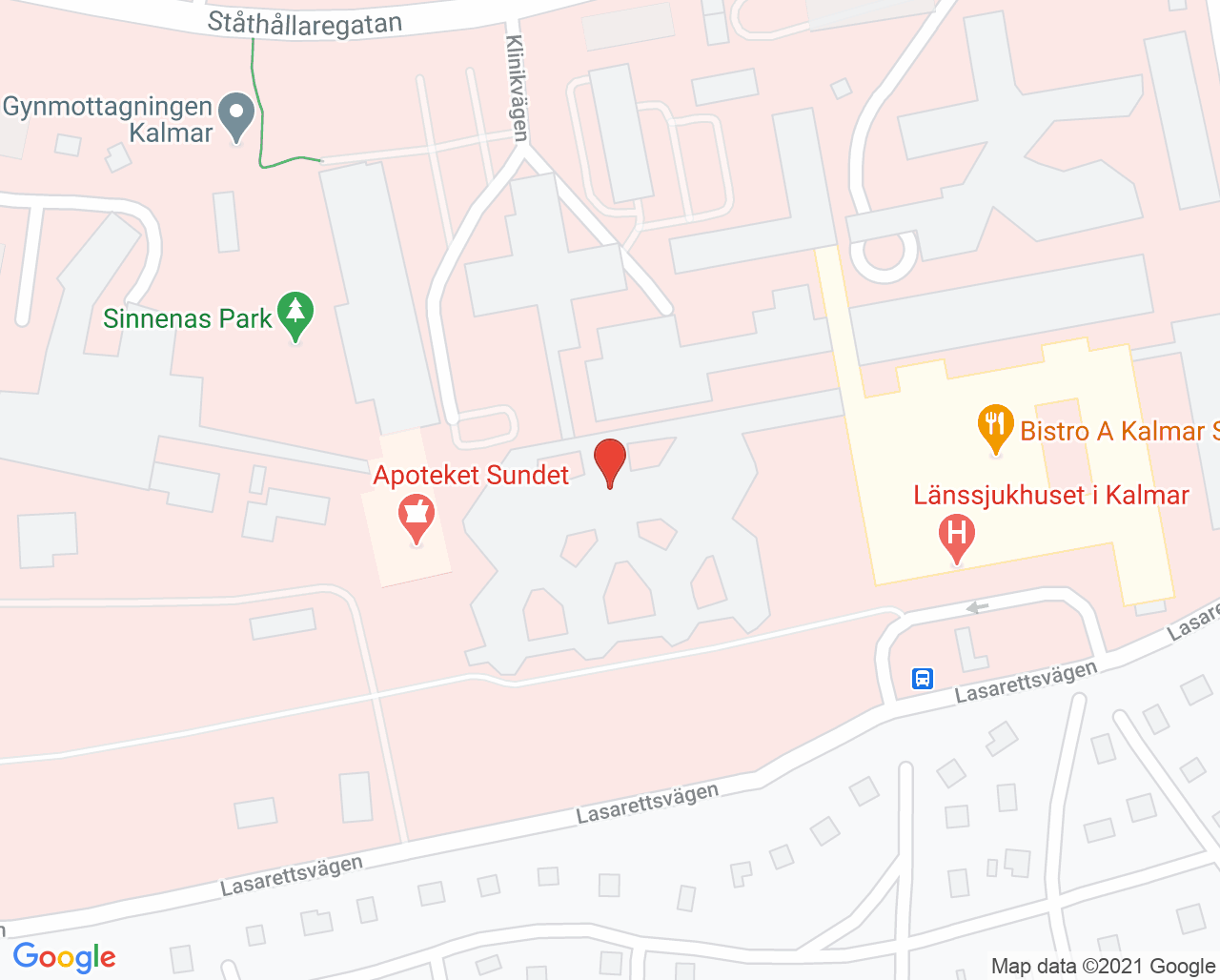Karta till Dialysmottagningen Kalmar