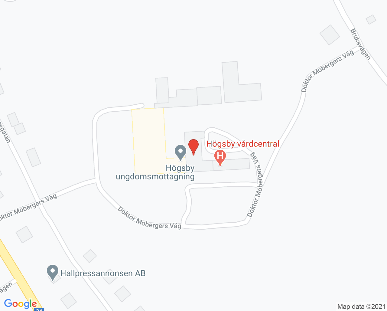 Karta till Mödrahälsovården familjecentralen Högsby
