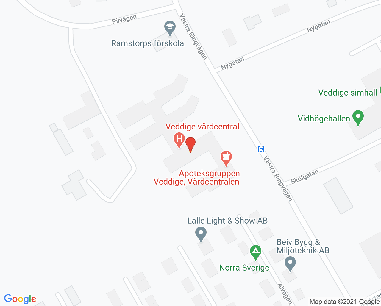 Karta till Läkarmottagningen Veddige