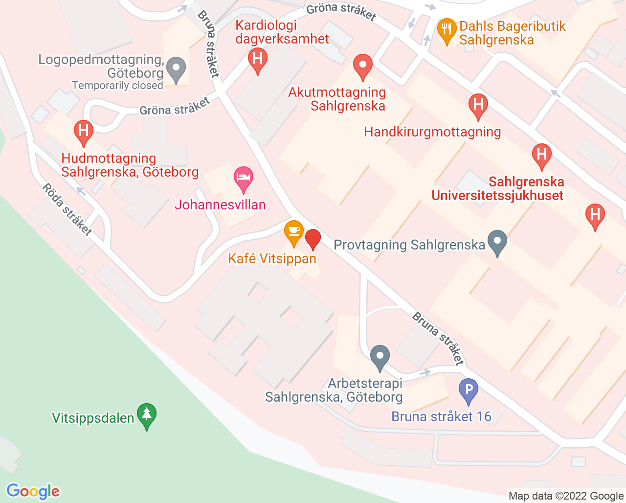 Karta till Understödd hemgång stroke, Göteborg