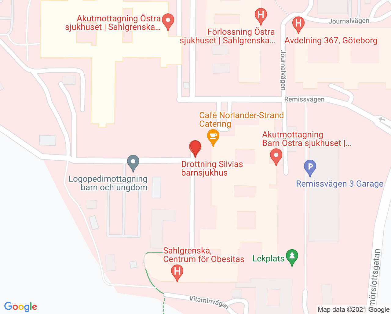 Karta till Dietistmottagning barn, Göteborg