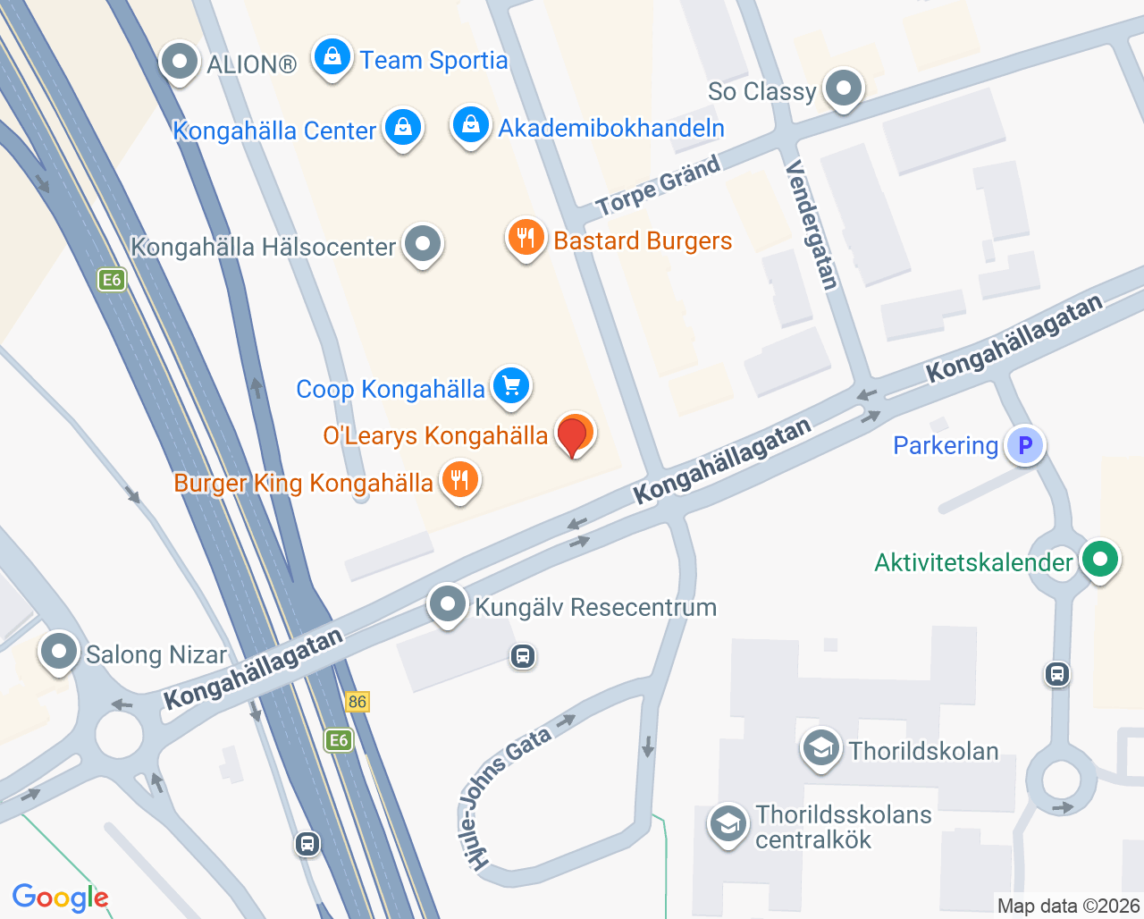 Karta till GeBlod hållplats Kongahälla center, Kungälv