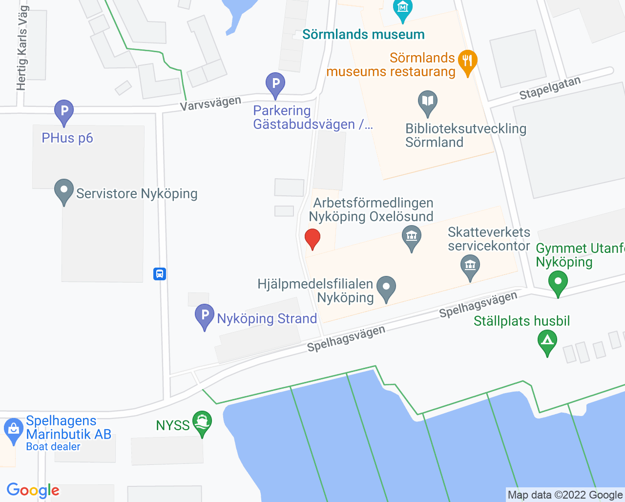 Karta till Sjukgymnastikteamet Vårdcentralen Stadsfjärden Nyköping, Nyköping