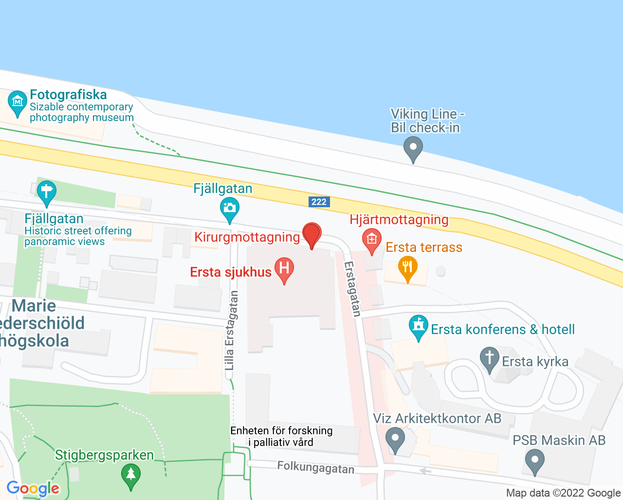 Karta till Vital Stockholm Ersta Sjukhus