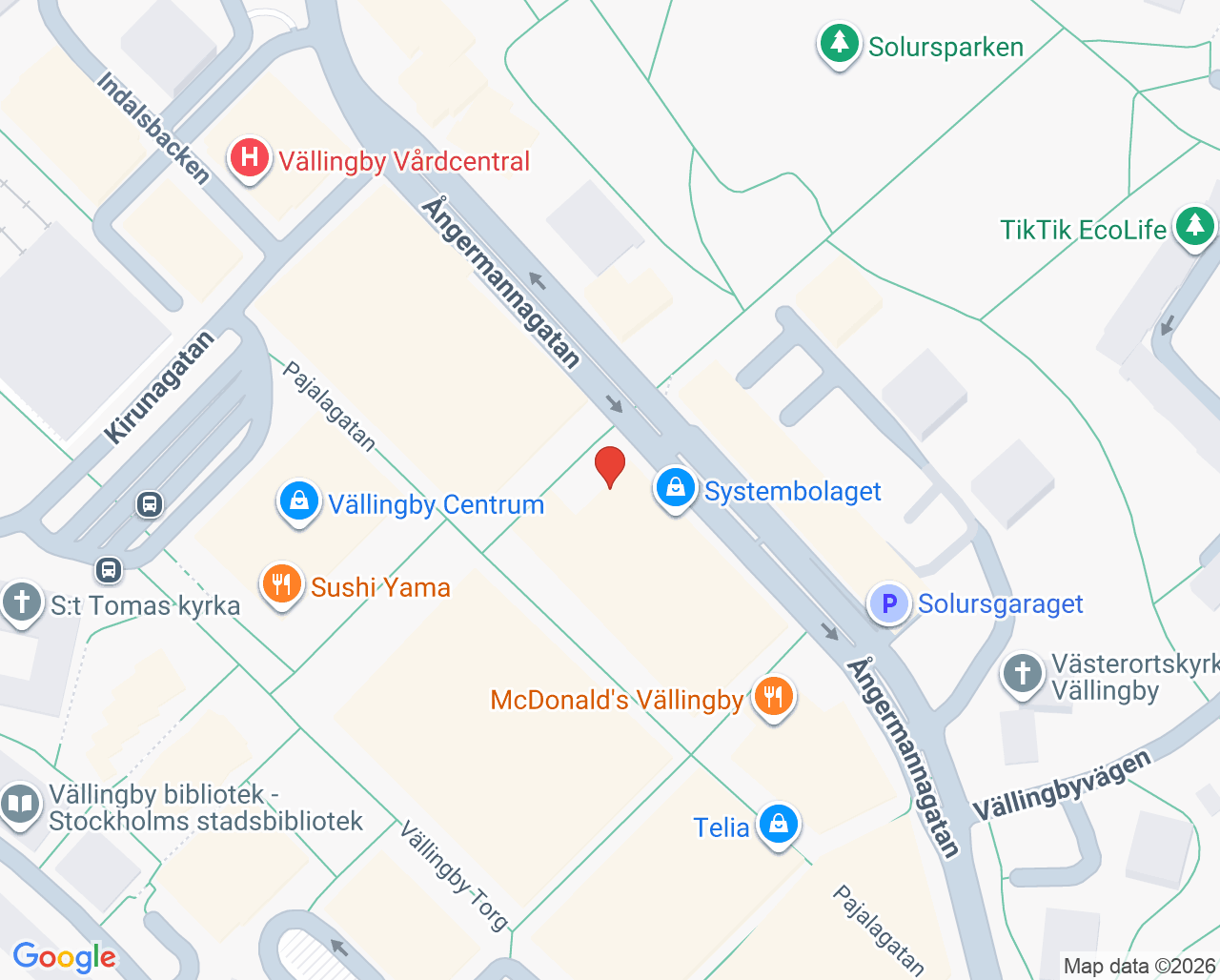 Karta till VaccinDirekt Vällingby Centrum
