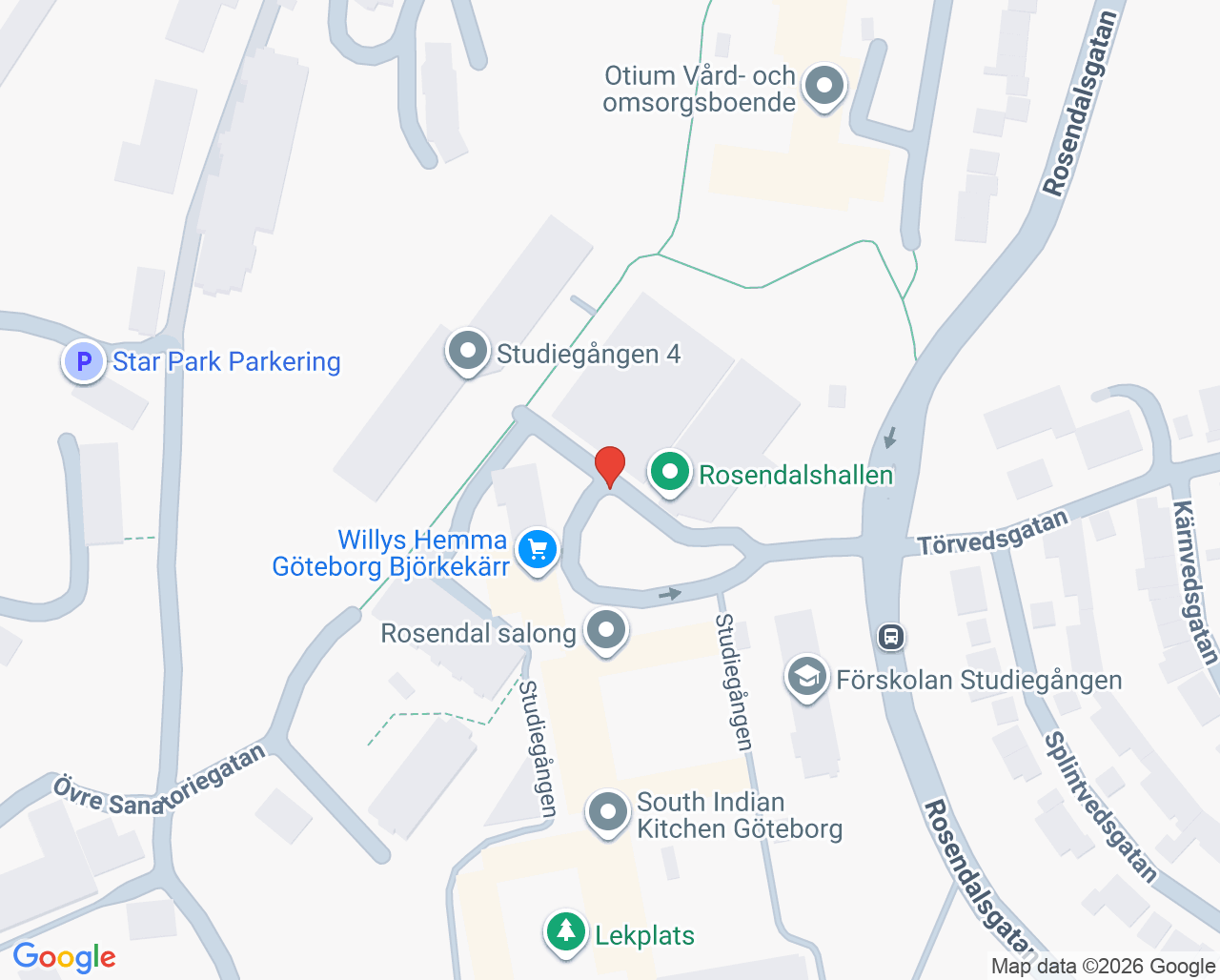 Karta till Folktandvården Björkekärr Göteborg, Göteborg