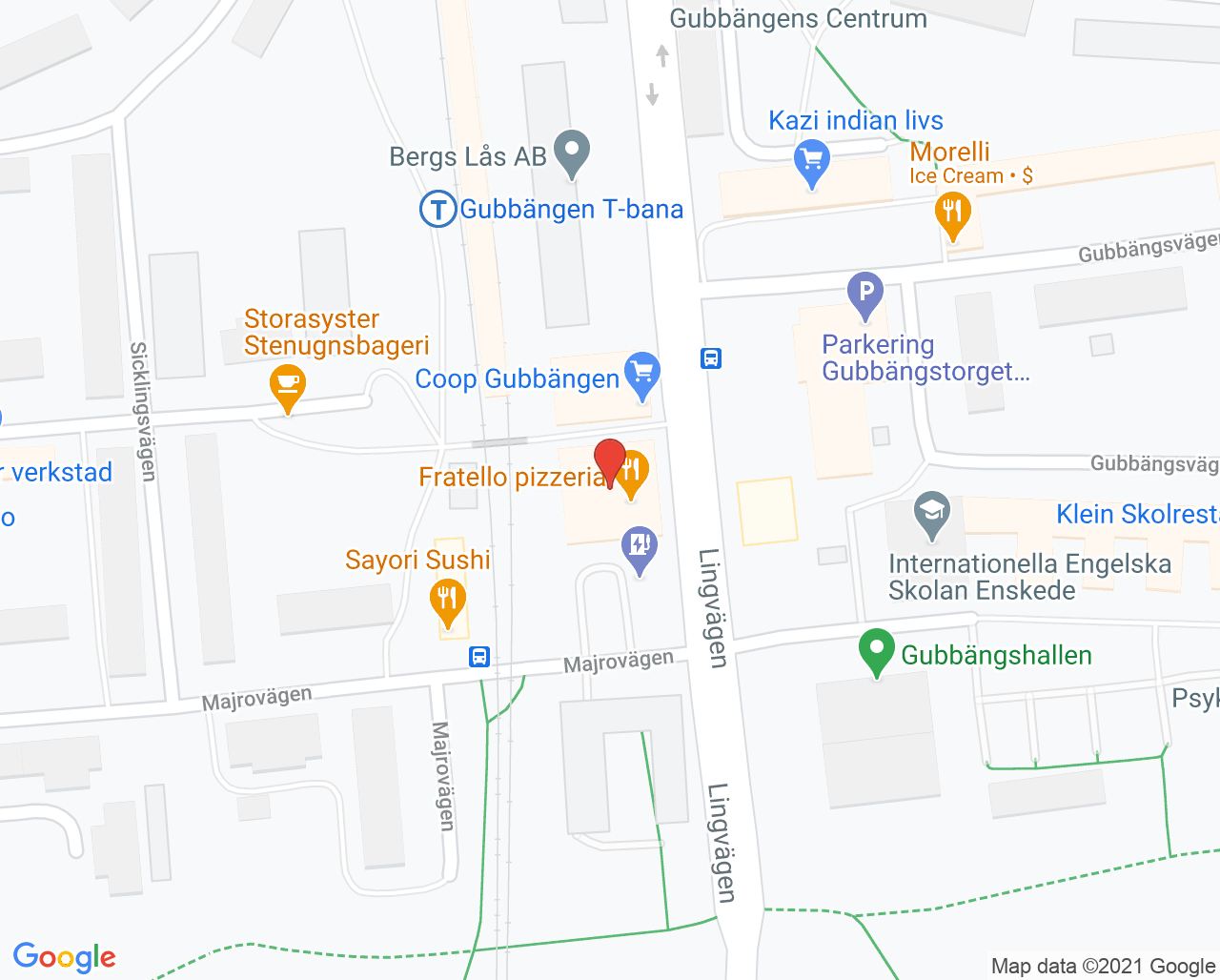 Karta till Folktandvården Gubbängen, Farsta