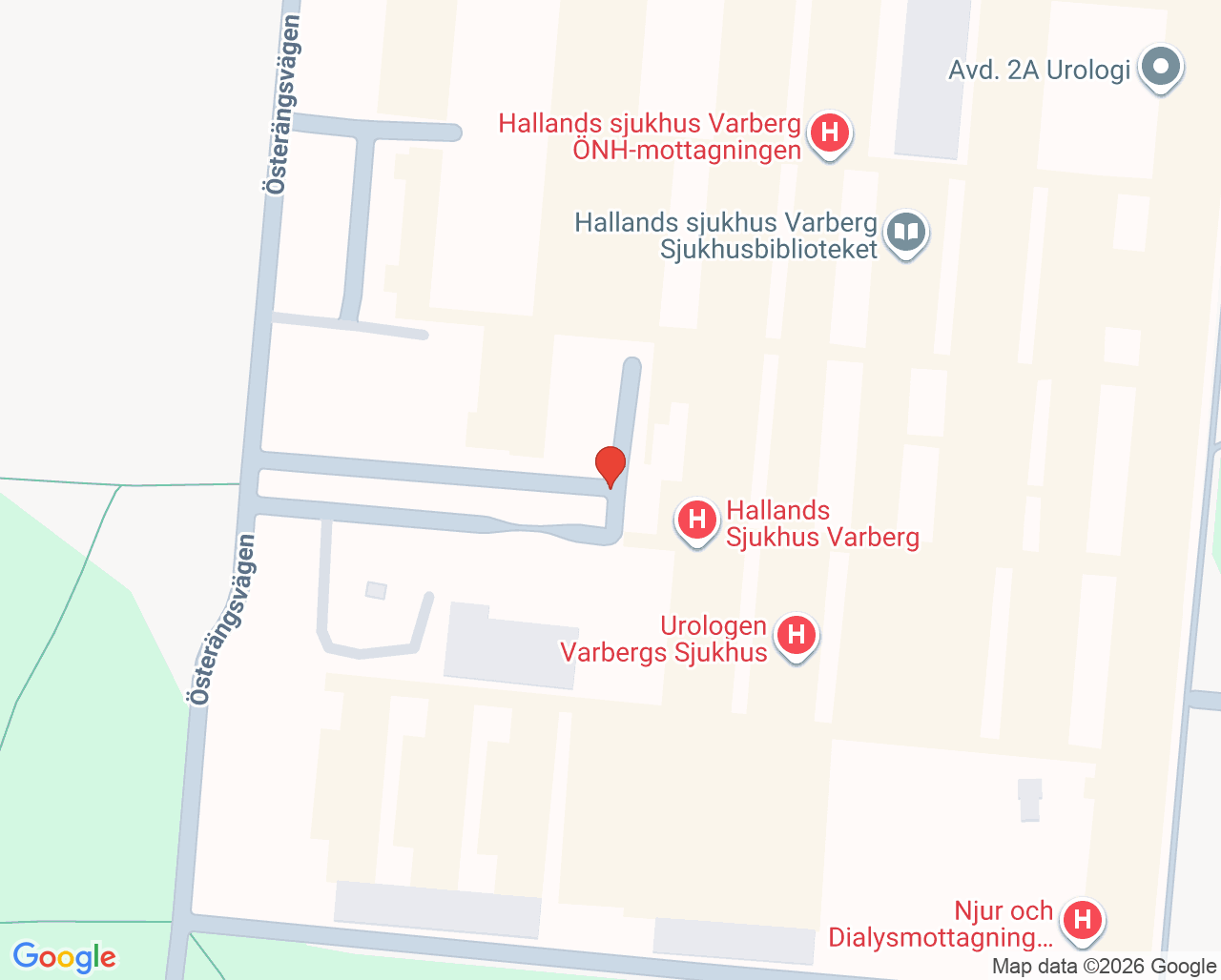 Karta till Förlossningsavdelningen Hallands sjukhus Varberg