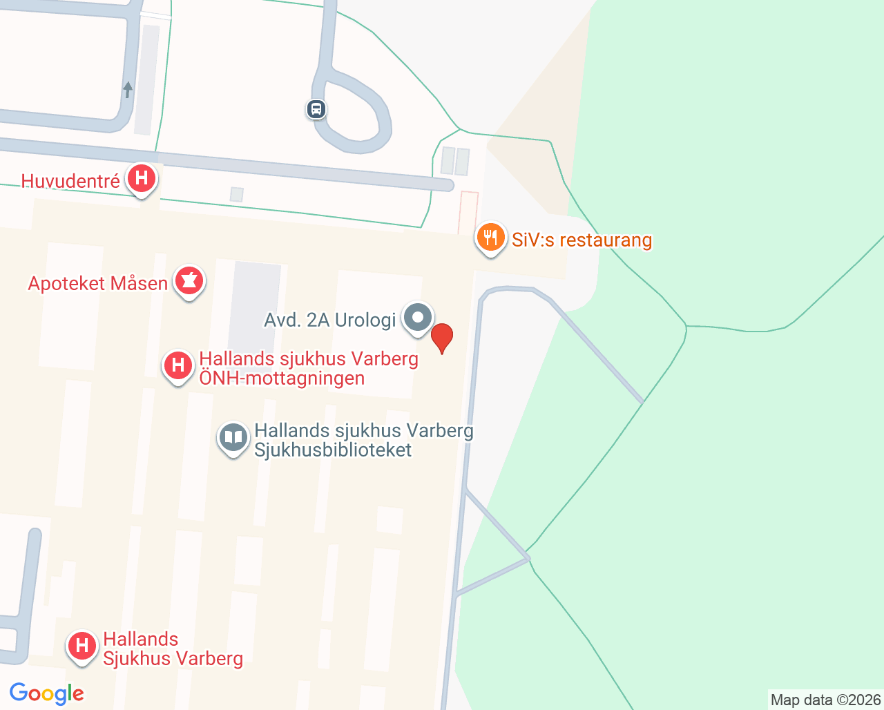Karta till Avdelning 1A Gynekologi Hallands sjukhus Varberg
