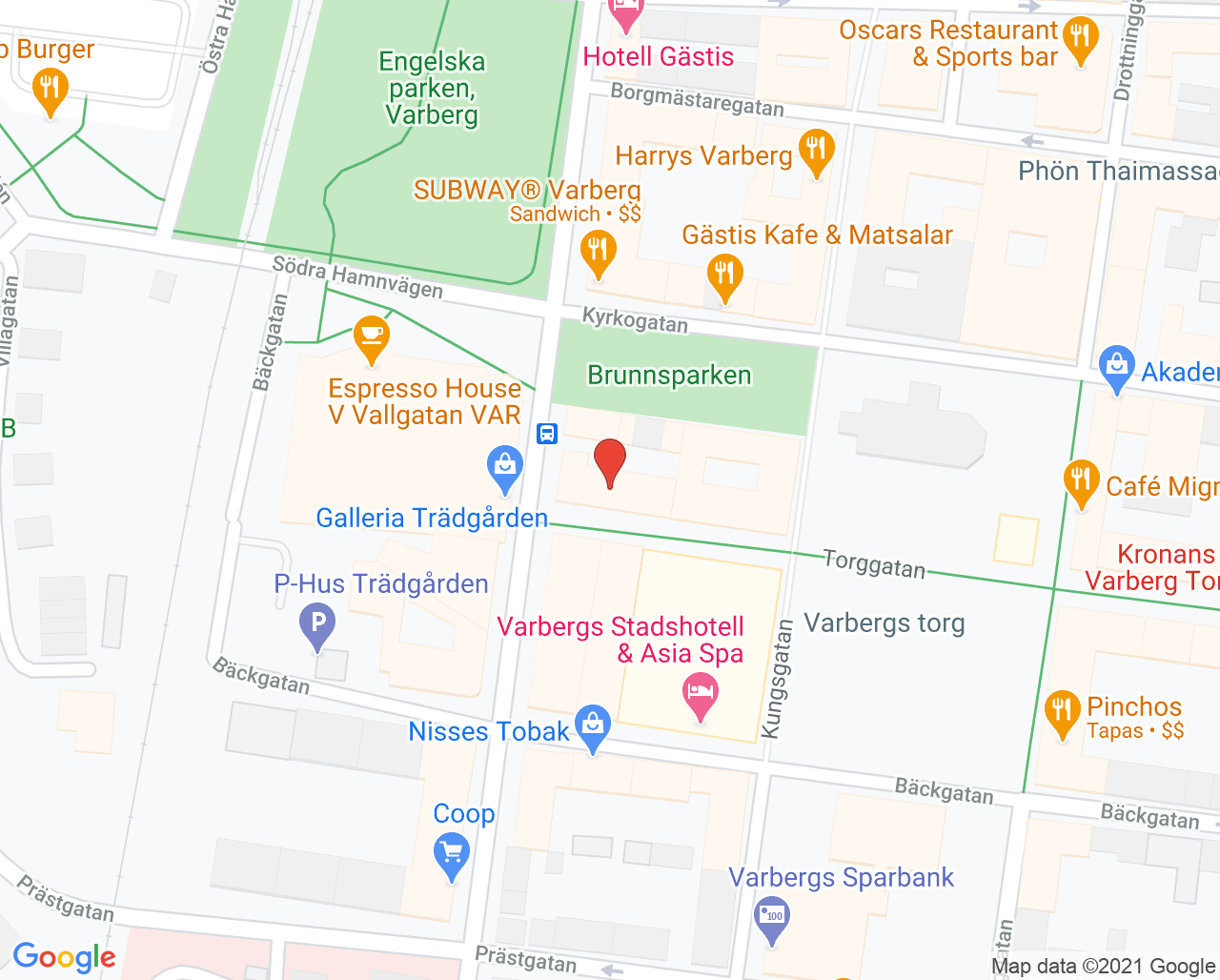 Karta till Synsam Varberg