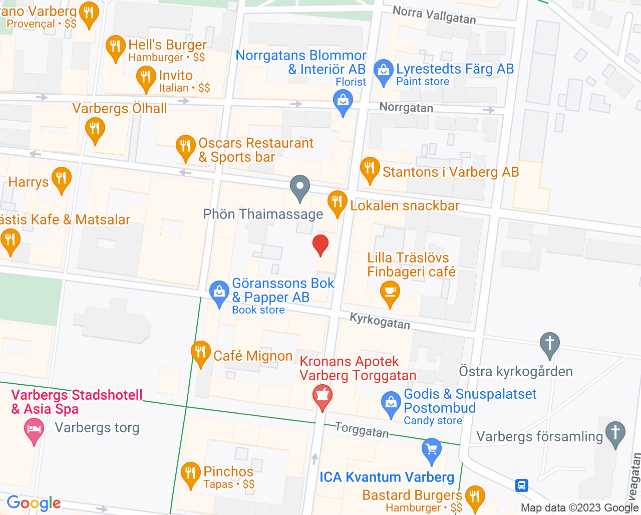 Karta till Centrumkliniken Varberg, Varberg