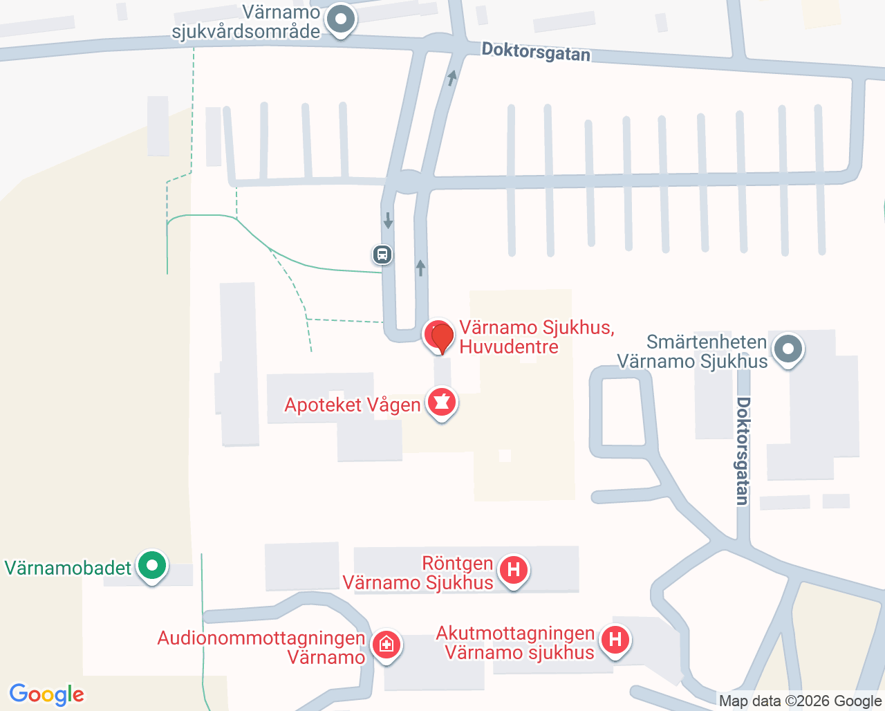 Karta till Barn- och ungdomsmedicinska mottagningen Värnamo