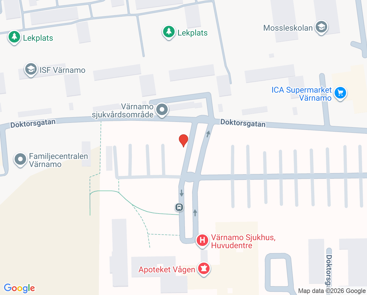 Karta till Smärtenheten Värnamo sjukhus, Värnamo