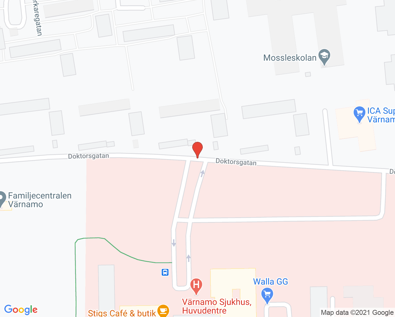 Karta till Fotvården Värnamo sjukhus