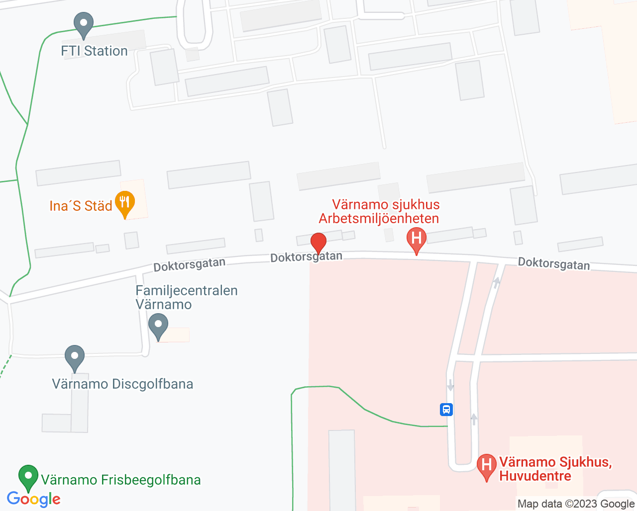 Karta till STI-mottagningen Värnamo sjukhus