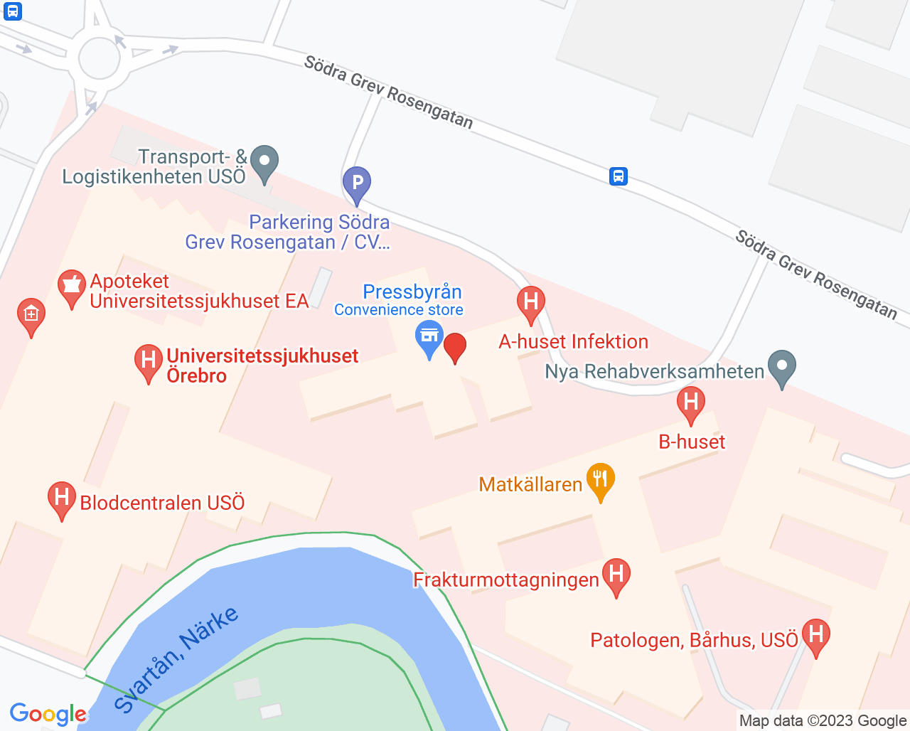 Karta till Audiologiskt forskningscentrum forskning och utbildning, Örebro