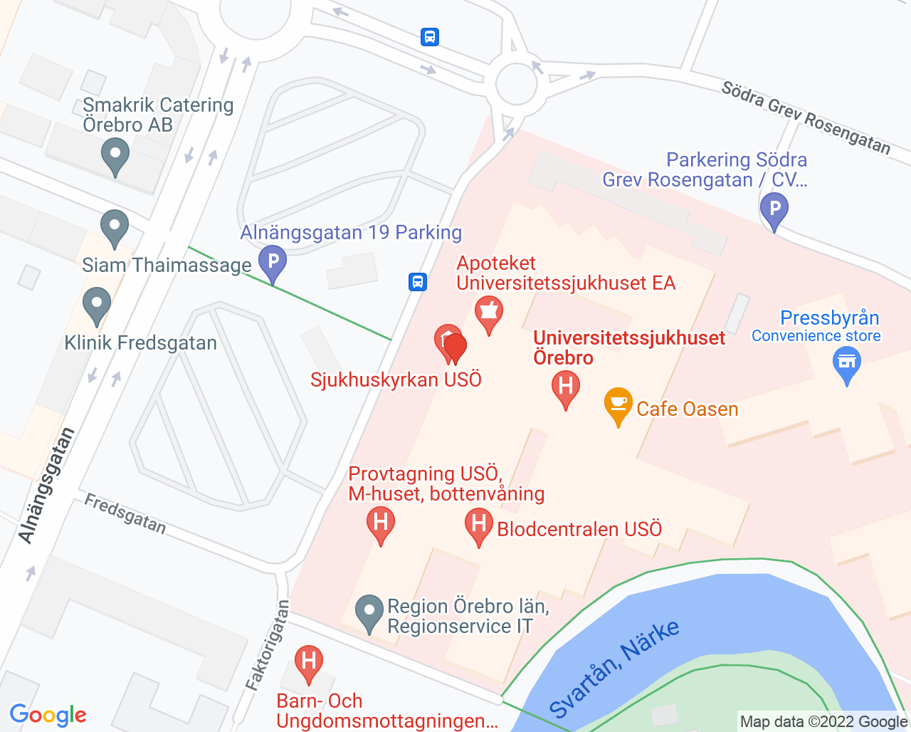 Karta till Geriatrisk avdelning 82 Universitetssjukhuset Örebro
