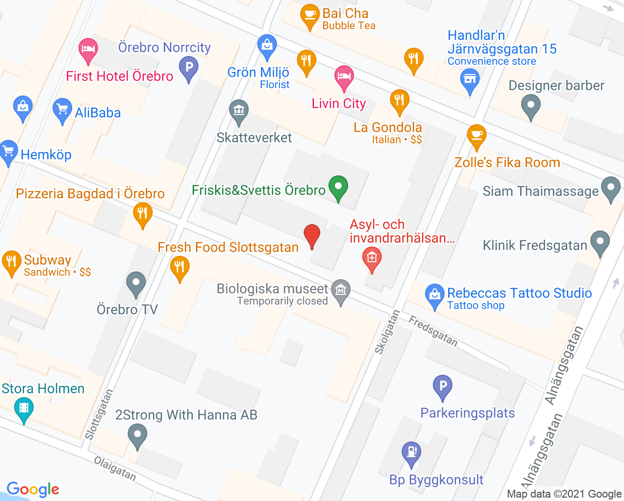 Karta till Barnavårdscentralen BVC Fredsgatan Olaus Petri vårdcentral