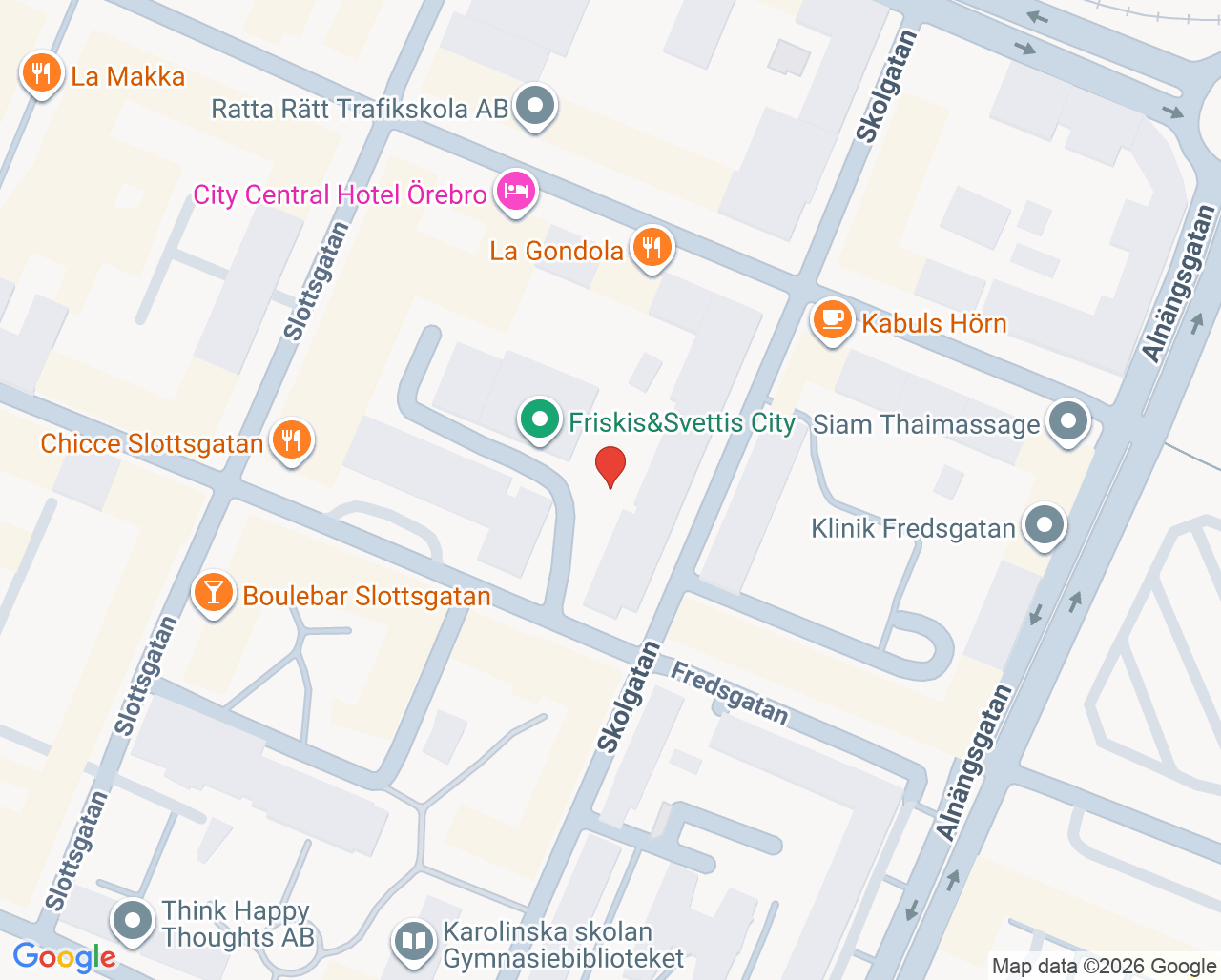 Karta till Klinisk genetik mottagning Universitetssjukhuset Örebro
