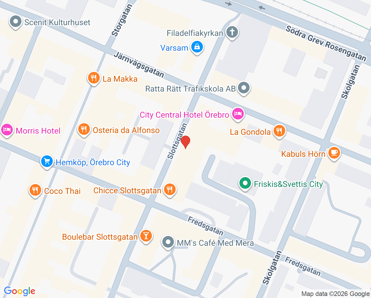 Karta till Beroendecentrums öppenvårdsmottagning Örebro, Örebro